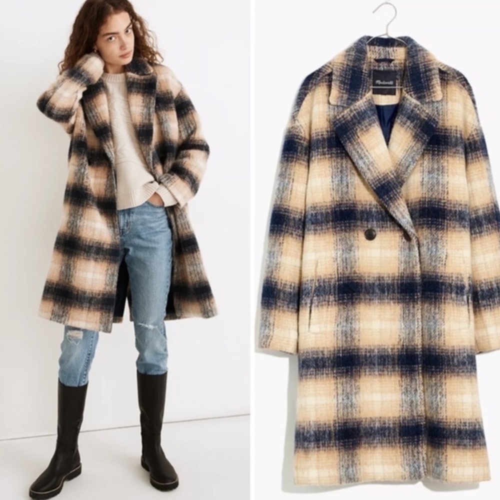 Madewell Courton Cocoon Coat in Plaid